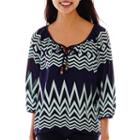Hollywould 3/4-sleeve Lace-yoke Peasant Top
