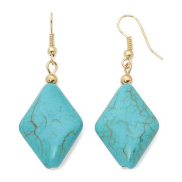 Rox By Alexa Aqua Stone Diamond-shaped Drop Earrings