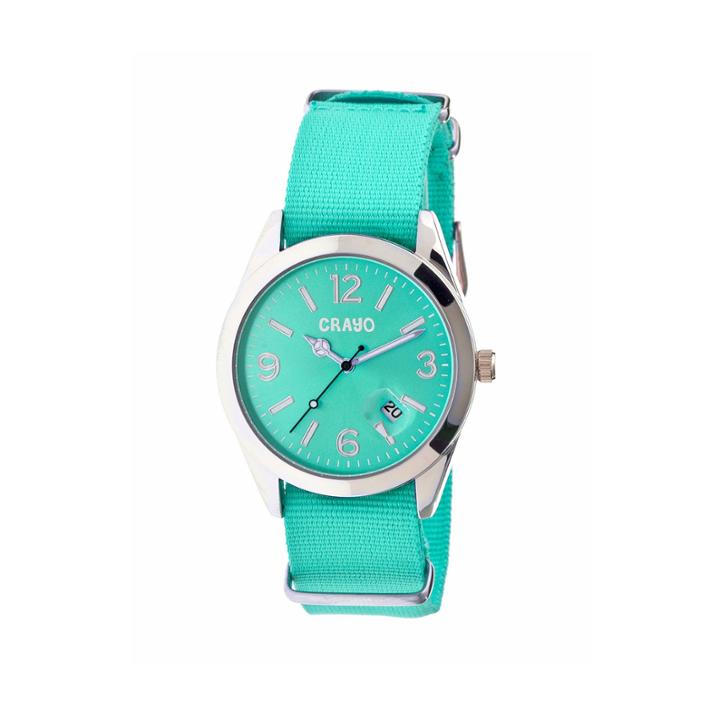 Crayo Women's Sunrise Turquoise Nylon-band Watch With Date Cracr1706
