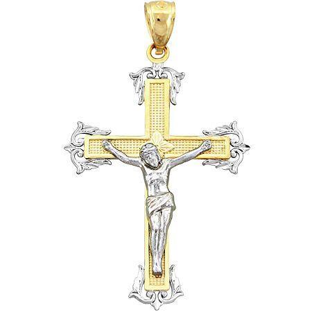 14k Two-tone Gold Crucifx Charm
