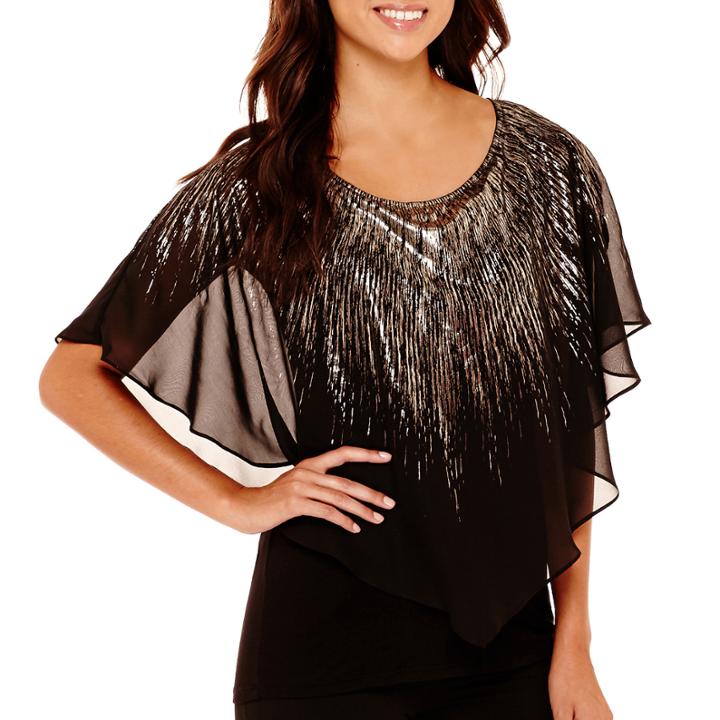 Alyx Short-sleeve Metallic Popover Top