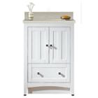 23.75-in. W Floor Mount White Vanity Set For 3h4-in. Drilling Beige Top White Um Sink