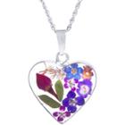 Everlasting Flower Womens Heart Pendant Necklace