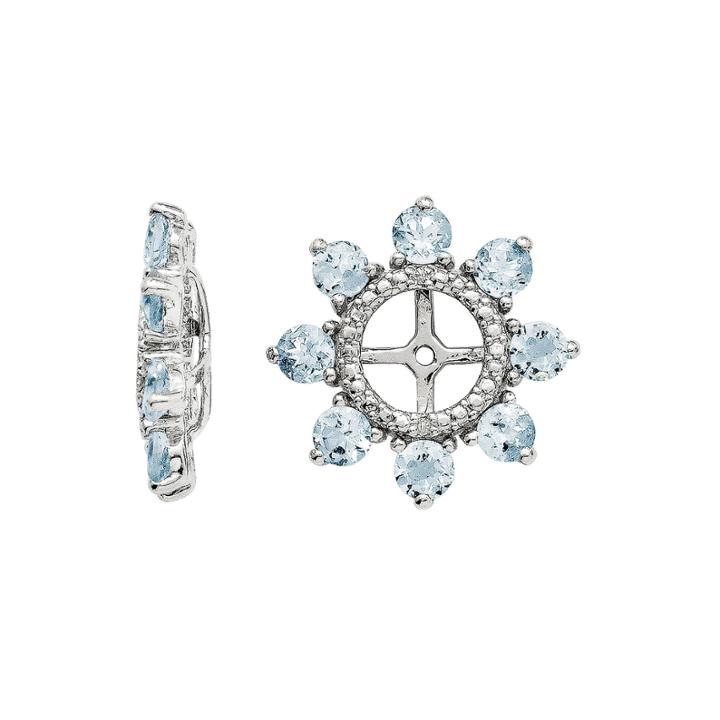 Sterling Silver Diamond Accent & Aquamarine Earring Jackets
