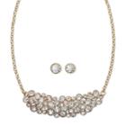 Monet Crystal Cluster Collar Necklace And Earring Set