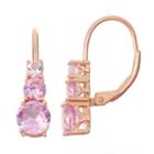 Lab-created Pink Sapphire 14k Rose Gold Over Silver Leverback Earrings