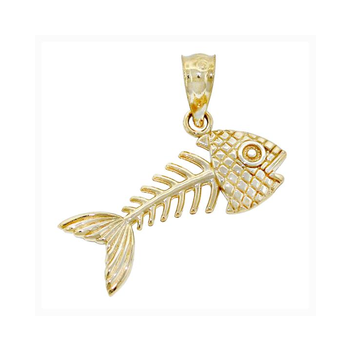 14k Yellow Gold Bonefish Charm Pendant