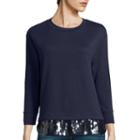 Stylus&trade; 3/4-sleeve Sequin Hem Sweatshirt