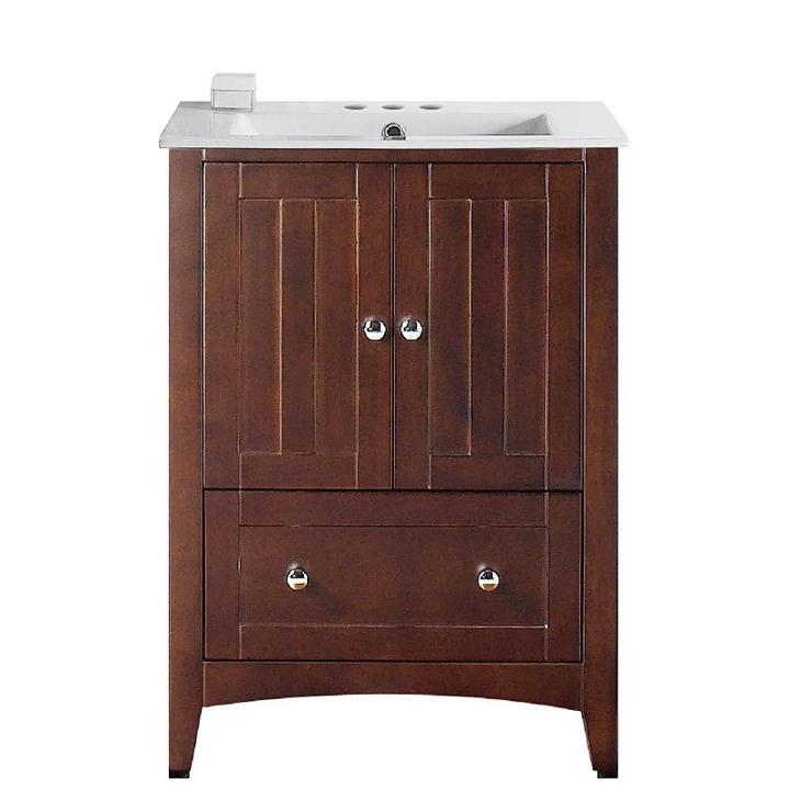 23.75-in. W Floor Mount Walnut Vanity Set For 3h4-in. Drilling