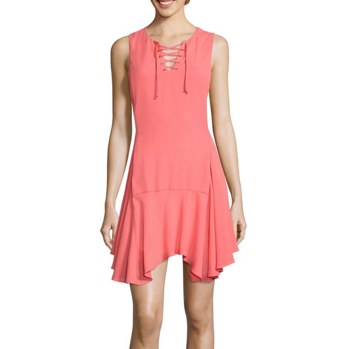 Bisou Bisou Sleeveless Lace-up Drop-waist Dress