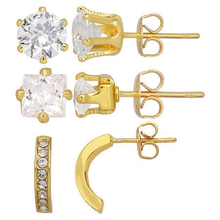 Cubic Zirconia Set Of 3 Boxed Earrings