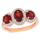 Womens 1/3 Ct. T.w. Red Garnet Gold Over Silver Cocktail Ring