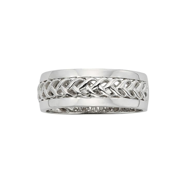 Mens Braided 14k White Gold Wedding Band