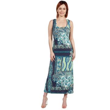 24seven Comfort Apparel Renee Blue And Green Maxidress