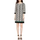 Studio 1 3/4-sleeve Diamond Printed Shift Dress