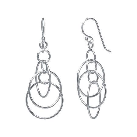 Silver-plated Triple-circle Mobile Earrings