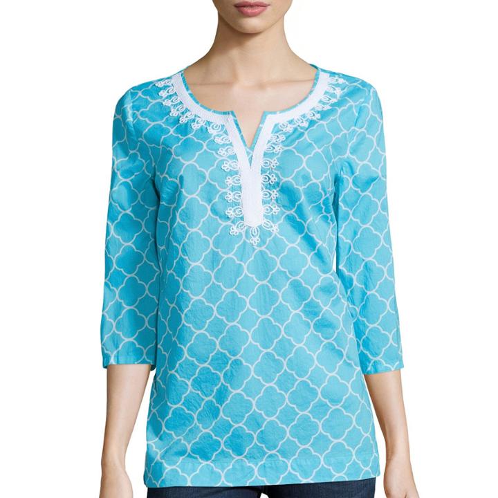 St. John's Bay 3/4-sleeve Embroidered Tunic