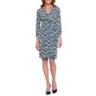 Black Label By Evan-picone 3/4 Sleeve Confetti Print Faux-wrap Dress