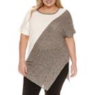 Worthington Short Sleeve Asymmetrical Hem T-shirt - Plus