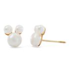 Disney Round White Pearl 14k Gold Stud Earrings