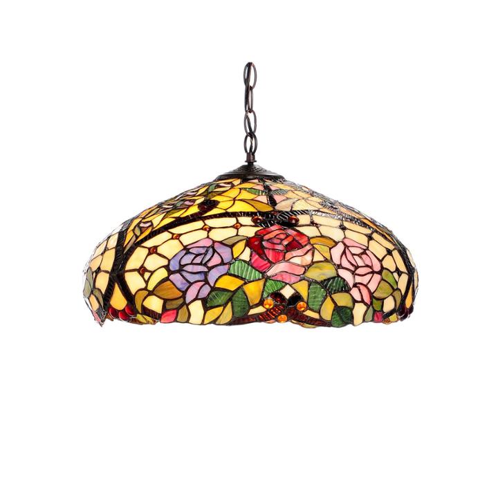 Tiffany-style Rose Floral Hanging Fixture