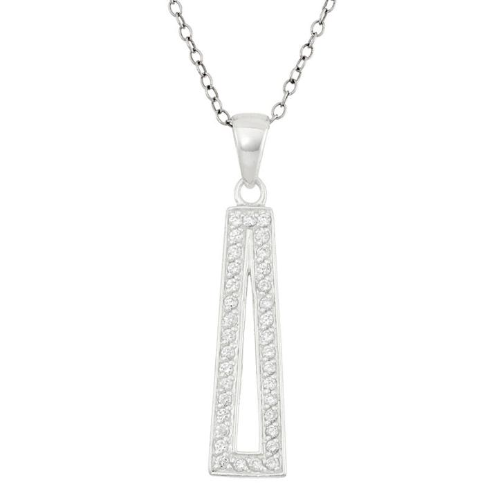 Womens 3/4 Ct. T.w. White Cubic Zirconia Triangle Pendant Necklace