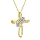 Diamond Blossom 1/10 Ct. T.w. Diamond 3-flower Cross Pendant Necklace