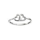 Diamond Accent 14k White Gold Double Heart Ring