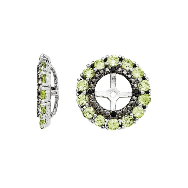 Genuine Peridot & Black Sapphire Sterling Silver Earring Jackets