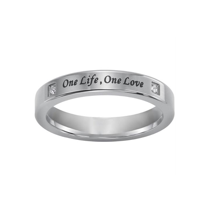 One Life, One Love Silver Ring W/diamond Accent