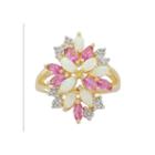 Lab-created Opal & Pink And White Lab-created Sapphire Cluster Ring