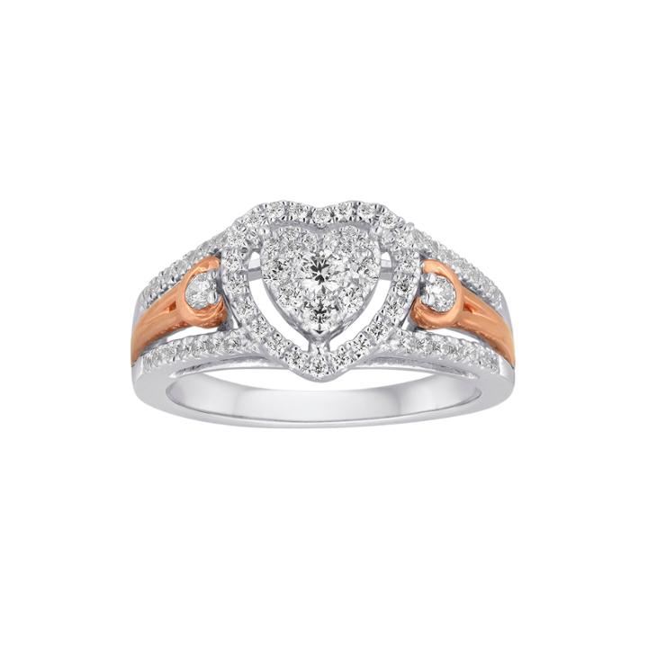 I Said Yes&trade; 1/2 Ct. T.w. Diamond Heart-shaped 10k White & Rose Gold Bridal Ring