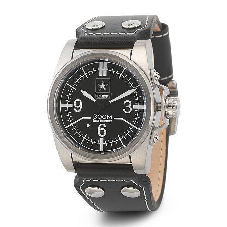 Wrist Armor C1 Mens Us Army Black Leather Watch