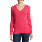 St. John's Bay Long-sleeve Cable-knit Sweater