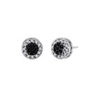1 Ct. T.w. Sterling Silver White & Color-enhanced Black Diamond Button Earrings