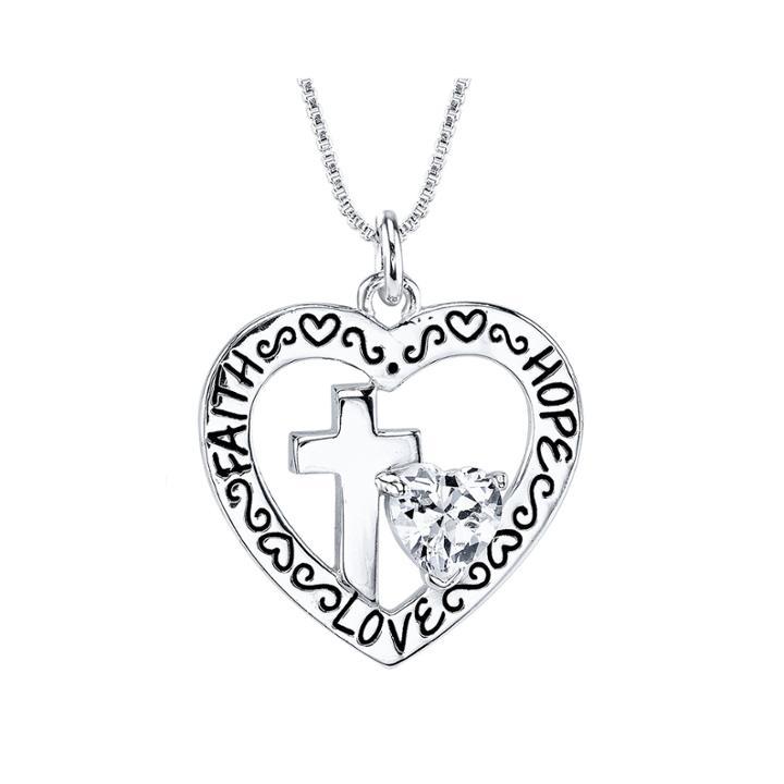 Inspired Moments&trade; Sterling Silver Faith, Hope, Love Pendant Necklace