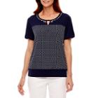 Alfred Dunner Seas The Day Short Sleeve Crew Neck T-shirt-womens