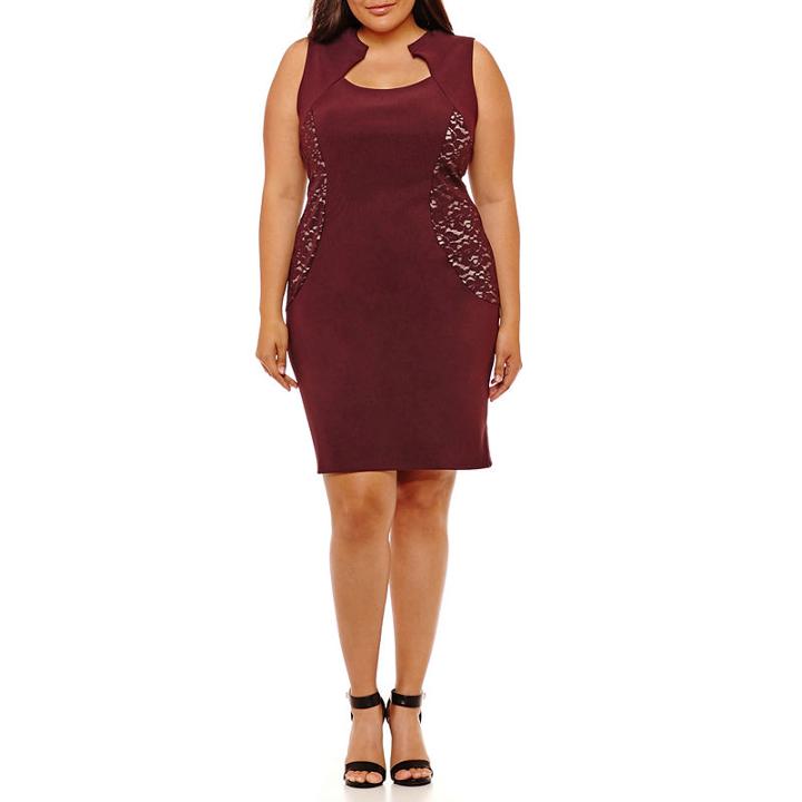 Bold Elements Sleeveless Lace Inset Bodycon Dress-plus