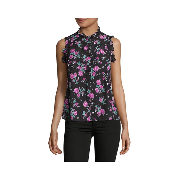 Coffee & Cake Sleeveless Crepe Lace Blouse