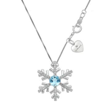 Hallmark Diamonds Womens Genuine Blue Blue Topaz Snowflake Pendant Necklace