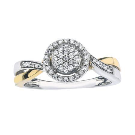 1/5 Ct. T.w. Diamond 10k Two-tone Gold Circle Promise Ring