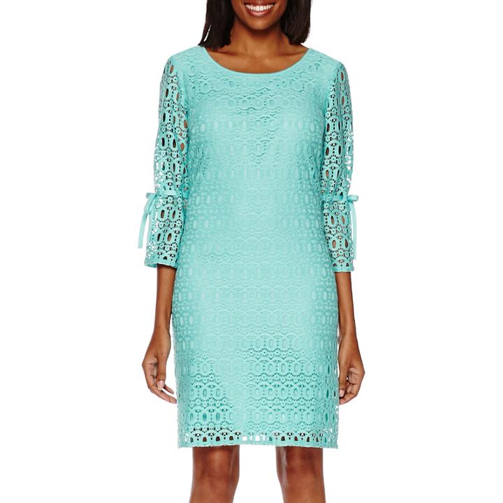 R & K Originals 3/4-bell-sleeve Lace Shift Dress