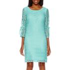 R & K Originals 3/4-bell-sleeve Lace Shift Dress