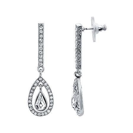 1928 Jewelry Crystal Pear-shaped Linear Drop Earrings