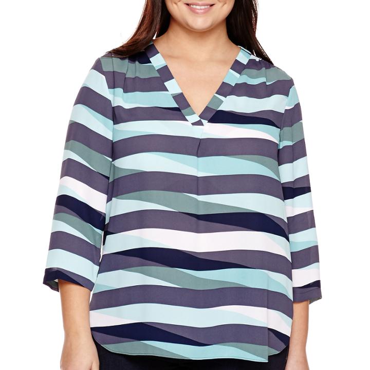 A.n.a V-neck Blouse - Extended Sizes - Plus
