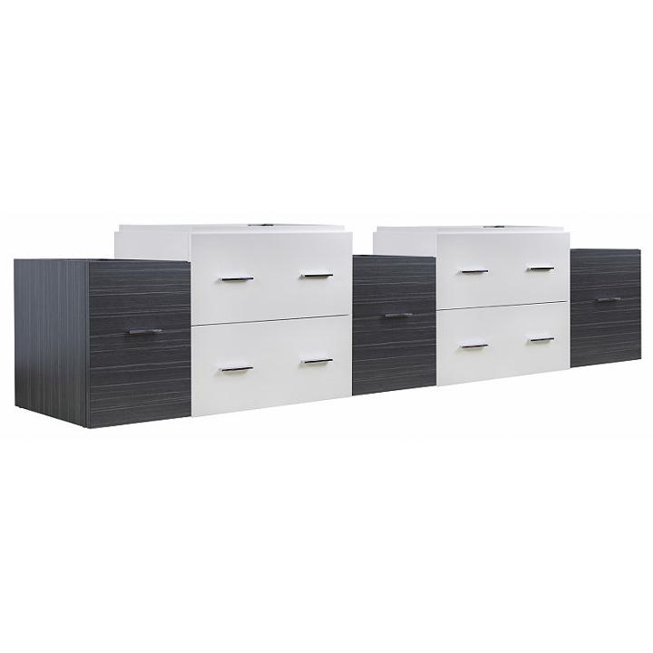 88.5-in. W 17.8-in. D Modern Wall Mount Plywood-veneer Vanity Base Set Only In White-dawn Grey