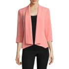 Black Label By Evan-picone 3/4 Sleeve Open Front Jacket
