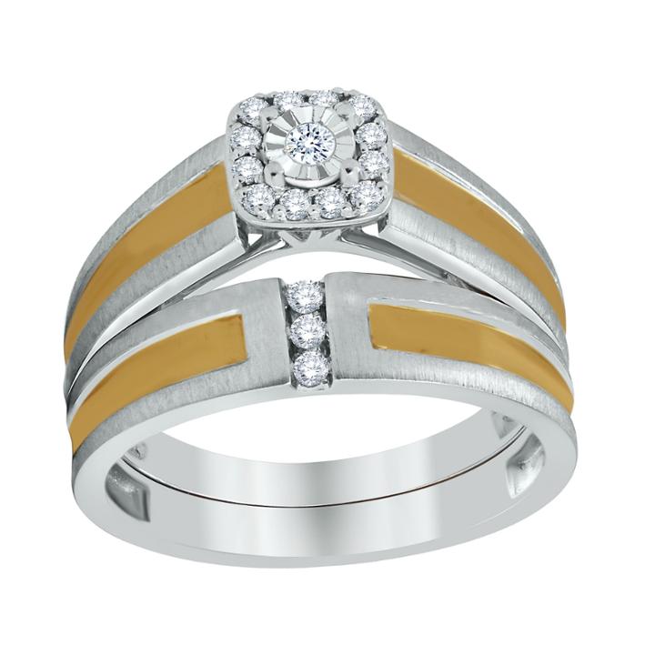 Womens 1/8 Ct. T.w. Genuine White Diamond 10k Gold Bridal Set