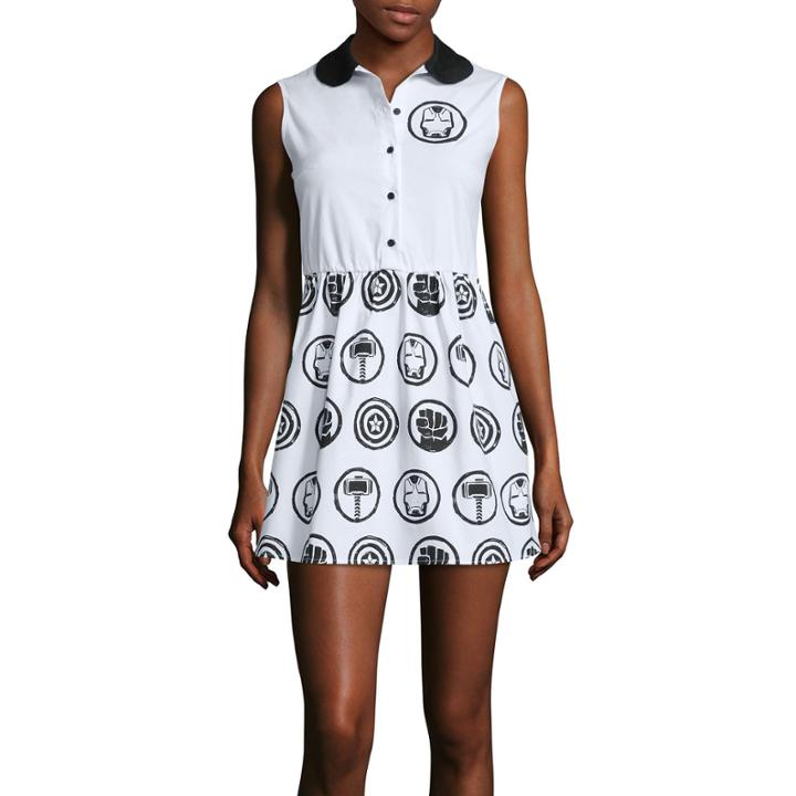 Mighty Fine Sleeveless Button-front Poplin Dress