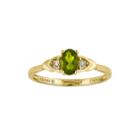 Genuine Green Peridot Diamond-accent 14k Yellow Gold Ring